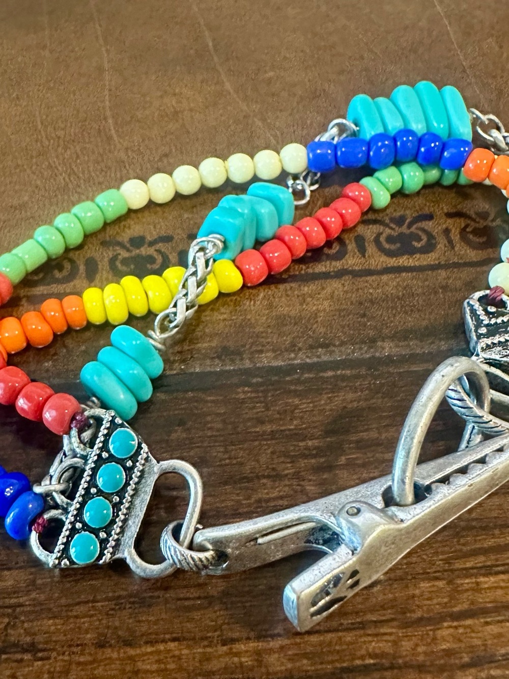 Lucky Brand Multicolor Beaded Bracelet with Silver-Tone Toggle